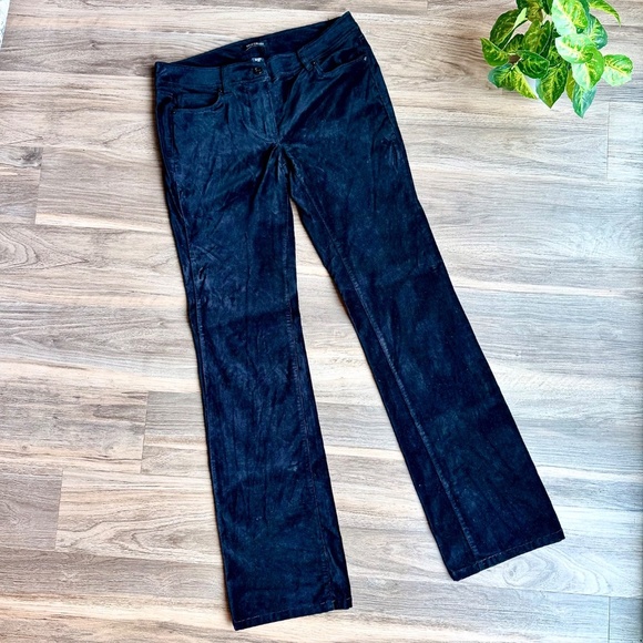 White House Black Market BLANC Velvet Black Bootcut Low Rise Pants Size 4R - Picture 2 of 14